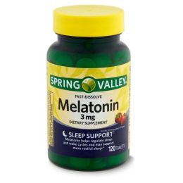 Spring Valley Fast-Dissolve Melatonin Dietary Supplement Tablets, 3 mg, 120 Count