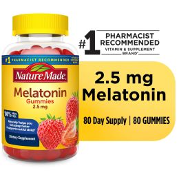 Nature Made Melatonin 2.5 mg Gummies, 100% Drug Free Sleep Aid for Adults, 80 Count