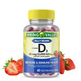 Spring Valley Vitamin D3 Vegetarian Jelly Beans, 50 Mcg, 2000 IU, 60 Count