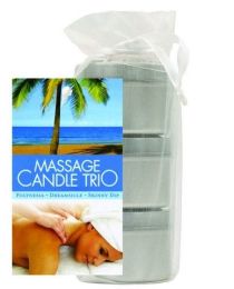 Earthly body massage candle trio gift bag - 2 oz skinny dip, dreamsicle, and polynesia