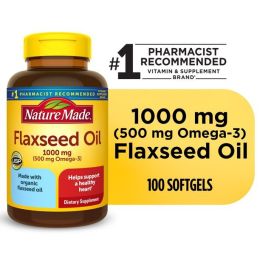 Nature Made Flaxseed Oil 1000 mg Softgels;  Dietary Supplement;  100 Count