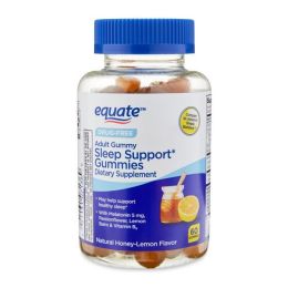 Equate Drug-Free Sleep Support Gummies Dietary Supplement;  Honey-Lemon Flavor;  60 Count
