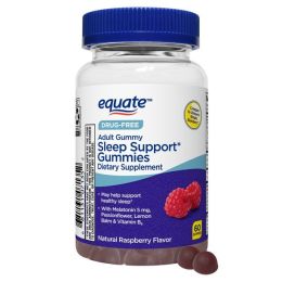 Equate Drug-Free Sleep Support Gummies Dietary Supplement;  Raspberry Flavor;  60 Count