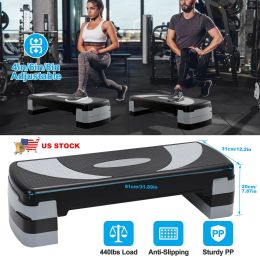 32inch Fitness Aerobic Stepper Adjustable Workout Exercise Step Platform w/ Risers
