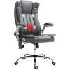 HOMCOM High Back Vibration Massage Office Chair, Leathaire Heated Computer Chair with Flip-up Armrest, Swivel Wheels & Adjustable Height, Gray