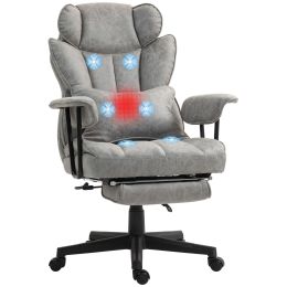 HOMCOM Massage Executive Office Chair with 6 Vibration Points, 400LBS Heated Big and Tall Office Chair with Foot Rest and Lumbar Support