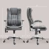 HOMCOM High Back Vibration Massage Office Chair, Leathaire Heated Computer Chair with Flip-up Armrest, Swivel Wheels & Adjustable Height, Gray