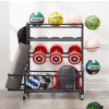 4 Tier Metal Storage Rack With Rolling Wheels Yoga Mat Organizer, Larger Ball Storage Rack