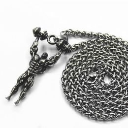 Men's Fitness Dumbbell Muscle Male Pendant Titanium Steel (style: With 70CM keel chain, Color: Silver)
