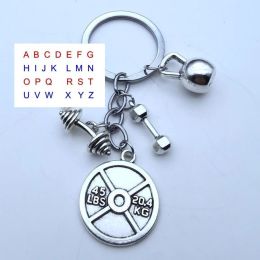 Barbell And Dumbbell Exercise Fitness Letter Keychain (style: A)