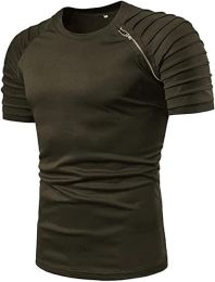 Men's Casual Shirt Short Sleeve Crewneck T Shirt Athletic Running Sport Gym Mens T Shirts (Color: Green, size: L)