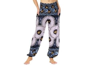 Harem Waist Yoga Beach Pants (Color: Navy, size: One Size)
