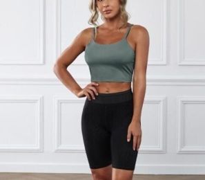 Sports Bras for Women Removable Padded Yoga Tank Tops (Color: Green, size: XL)