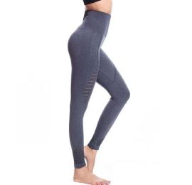 High Waist Lightweight Leggings Yoga Pants (Color: Gray, size: US-M)