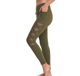 Soft High Waisted Workout Leggings (Color: Green, size: S)