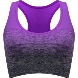 1pc/2pcs/3pcsMedium Support Two Tone Racer Back Sports Bra, Fitness Workout Running Yoga Bra (Color: Purple, size: S(4))