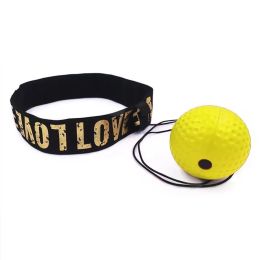 Boxing Speed Ball; Head-mounted PU Punch Ball MMA Sanda Training; Hand Eye Reaction; Home Sandbag Muay; Thai Boxer Fitness Equipment (material: PU, Color: Yellow)
