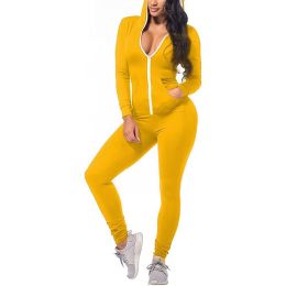 Women's Autumn and Winter New Hot Sale Sports Jumpsuit Yoga Clothes (Color: Yellow, size: S)