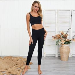 Yoga exercise suit (Color: Black set, size: S)