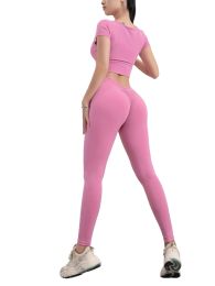High Waist Yoga Pants For Women, Seamless, Scrunch Butt, Elastic, Ultra-Soft Comfort Fit, Solid Color Sports Leggings (Color: Pink, size: XL)