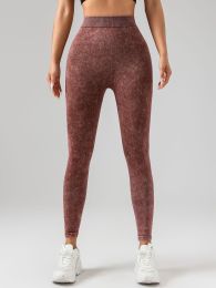 V-Back Scrunch Butt Workout Leggings, Women Seamless Gym Yoga Leggings High Waist Active Yoga Pants, Yoga Leggings High Waist Active Yoga Pants (Color: coffee, size: L)