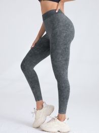 V-Back Scrunch Butt Workout Leggings, Women Seamless Gym Yoga Leggings High Waist Active Yoga Pants, Yoga Leggings High Waist Active Yoga Pants (Color: Grey, size: L)