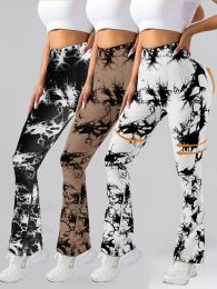 3 Pack Tie Dye Seamless High Waisted Workout Leggings For Women Scrunch Butt Lifting Yoga Gym Athletic Pants, (Color: 3PACK1, size: M)