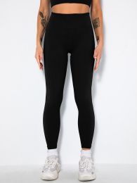 Butt Lifting Yoga Leggings Workout High Waist Tummy Control Ruched Booty Pants (Color: Black, size: M)