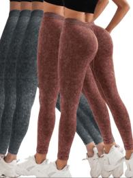 5 Pack V-Back Scrunch Butt Workout Leggings, Women Seamless Gym Yoga Leggings High Waist Active Yoga Pants, Yoga Leggings High Waist Active Yoga Pants (Color: 5PACK3, size: M)