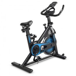 Adjustable Resistance Silent Belt Drive Gym Indoor Stationary Bike (type: Professional Exercise Bikes, Color: Black + Blue)