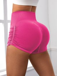 Workout Shorts For Women Scrunch Butt Lifting High Waisted Yoga Gym Seamless Booty Biker Shorts (Color: Black, size: S)