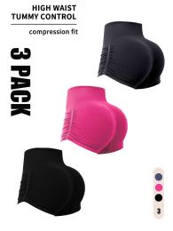 3 Pack Workout Shorts For Women Seamless Scrunch Butt Lifting High Waisted Yoga Gym Booty Running Short Pants (Color: 3PACK7, size: S)