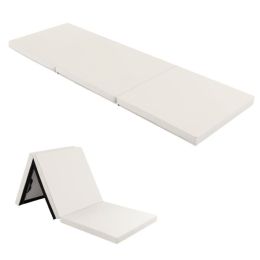 Portable Tri-Fold Gym Mat with Handles for Yoga (type: Gymnastics Mat, Color: Light gray)