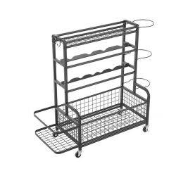 Sports Equipment Basketball Organizer with Hooks & Baskets (type: Sport Equipment, Color: Black A)