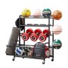 Sports Equipment Basketball Organizer with Hooks & Baskets