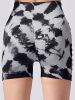 2 Pack Us Local Women's Side Cut-Out Tie-Dye Seamless Hip Lift High Waist Sports Fitness Yoga Shorts
