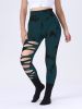 Butt Lifting Yoga Gym Athletic Pants, Hollow Out Tummy Control Sports Leggings Tie Dye Running Pants