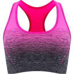 1pc/2pcs/3pcsMedium Support Two Tone Racer Back Sports Bra, Fitness Workout Running Yoga Bra (Color: Rose Red, size: L(8/10))