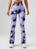 High-Waist Tummy Control Flare Yoga Pants For Women, Tie-Dye Stretch Slimming Bootcut Workout Pants, Fitness & Sports Activewear