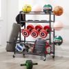 Sports Equipment Basketball Organizer with Hooks & Baskets