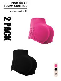 2 Pack Gym Shorts Women, Seamless Yoga Workout Shorts, High-Waisted Scrunch Butt Booty Lifting Athletic Running Shorts (Color: 2PACK6, size: M)