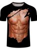 Funny Torn Body Print, Men's Flat Design Round Neck Activity T-shirt, Summer Casual Comfortable T-shirt, Men's Top For Daily Gym Exercise And Running