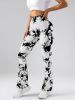 High-Waist Tummy Control Flare Yoga Pants For Women, Tie-Dye Stretch Slimming Bootcut Workout Pants, Fitness & Sports Activewear